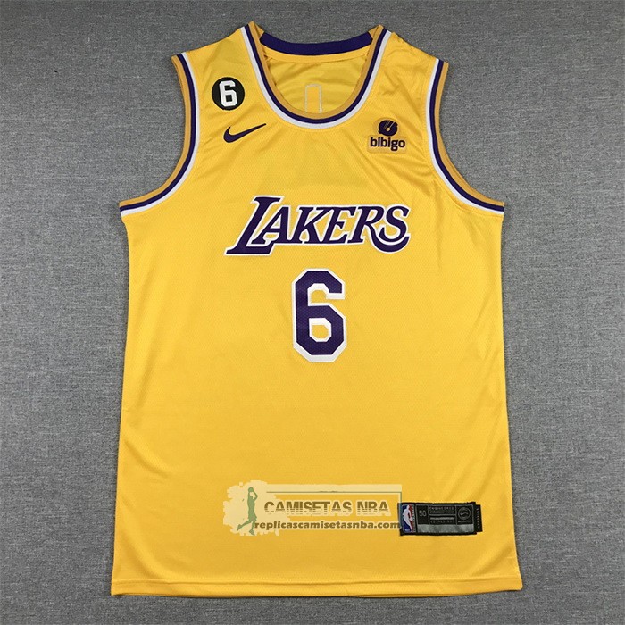 Camiseta Los Angeles Lakers LeBron James NO 6 Icon 2022-23 Amarillo